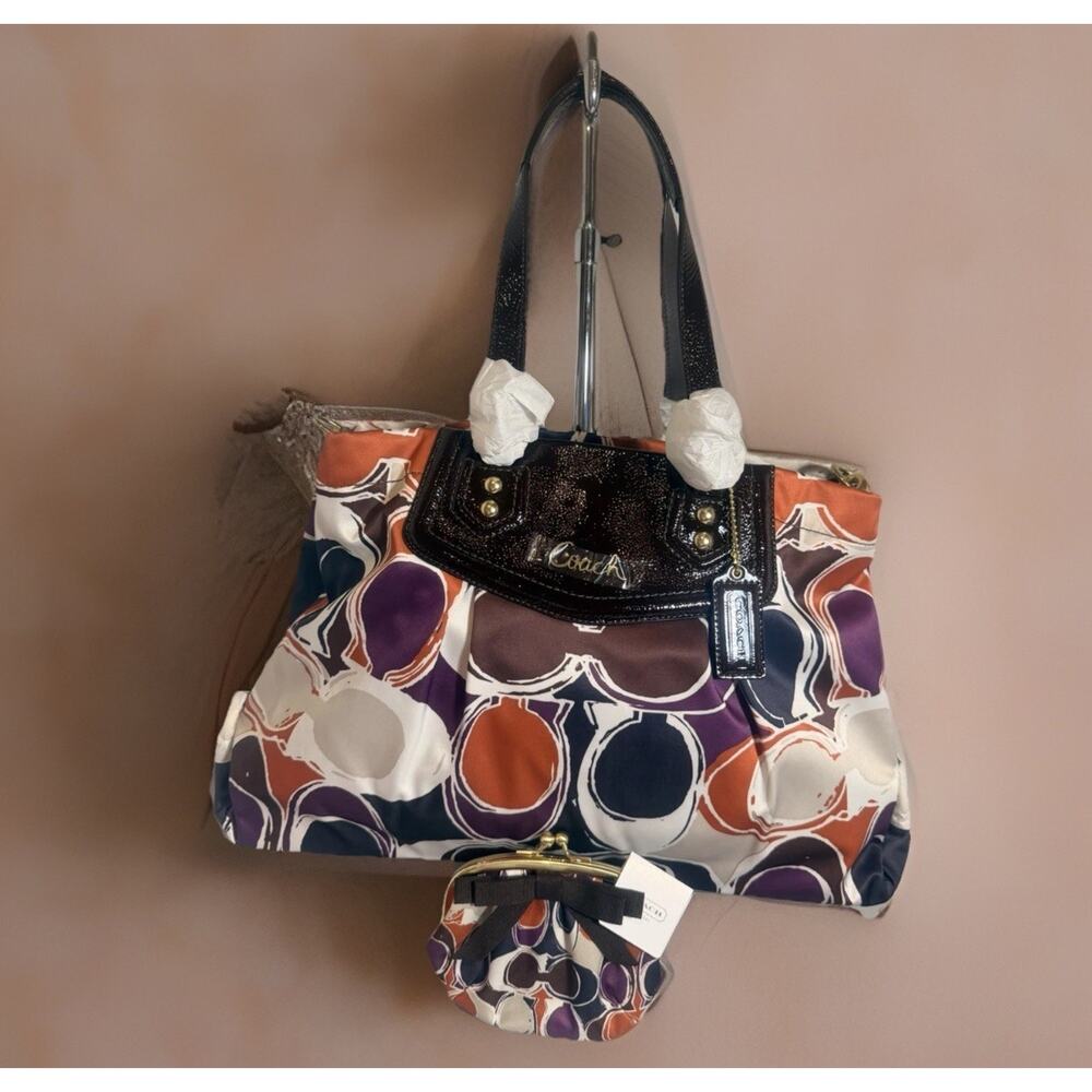 NWT Rare Coach F20113 Scarf Print Satchel & F62058 Coin Purse Set - Picture 12 of 14